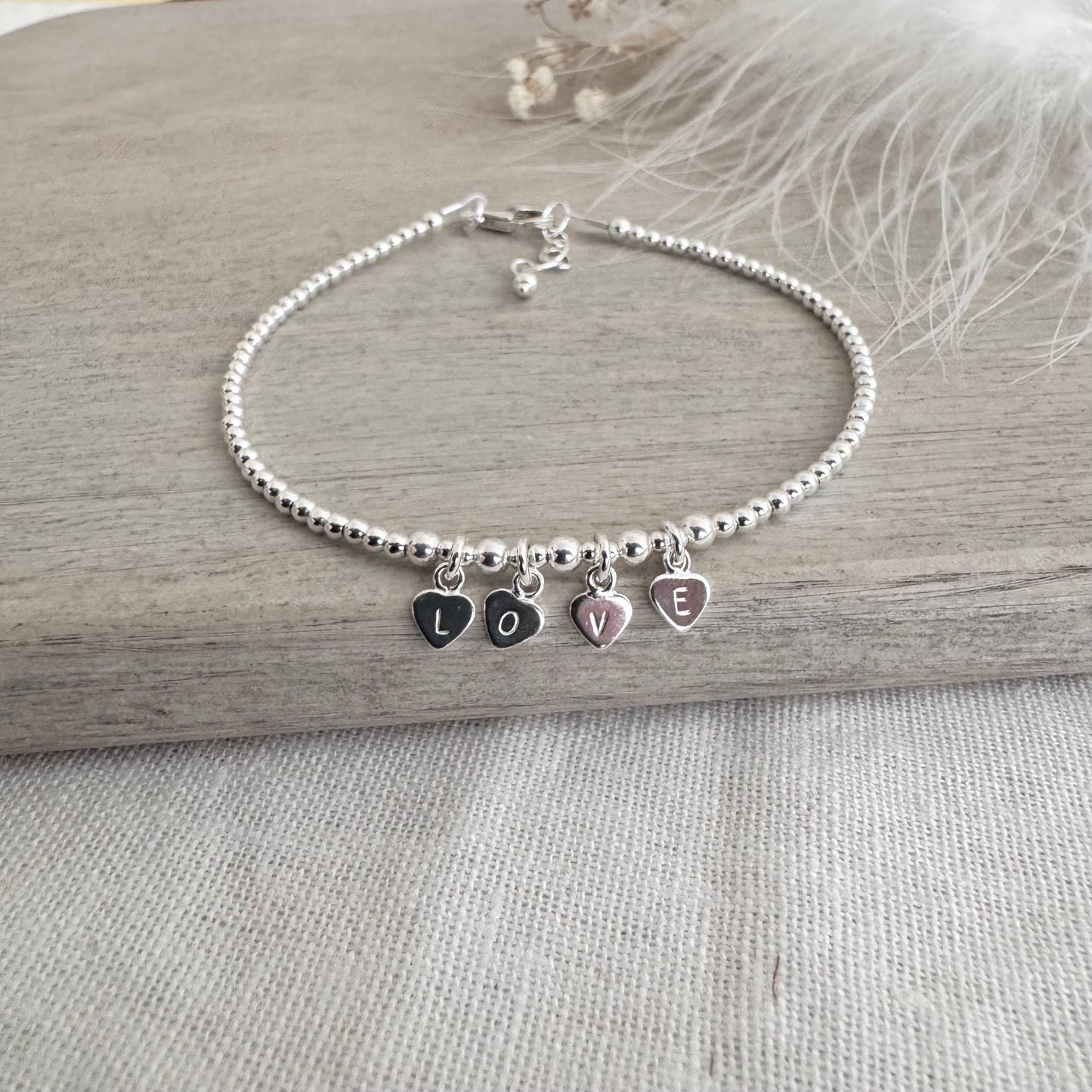 Sterling silver LOVE Bracelet, Gift for wife