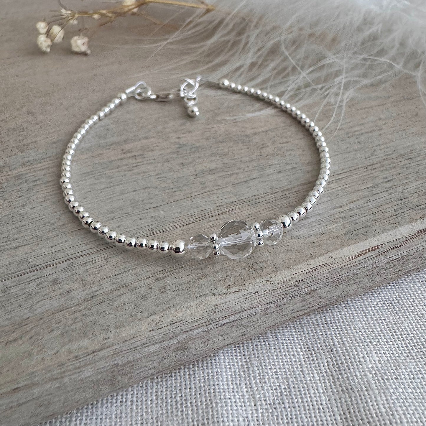 Clear Quartz Bracelet, April Birthstone