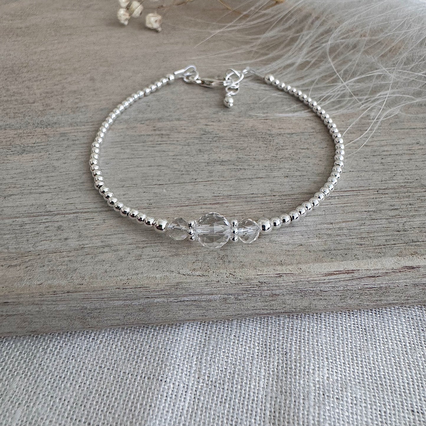 Clear Quartz Bracelet, April Birthstone