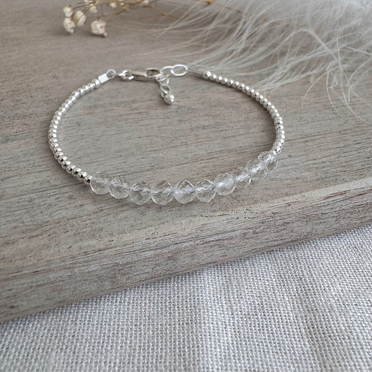 Dainty crystal quartz bracelet, April Birthstone bracelet