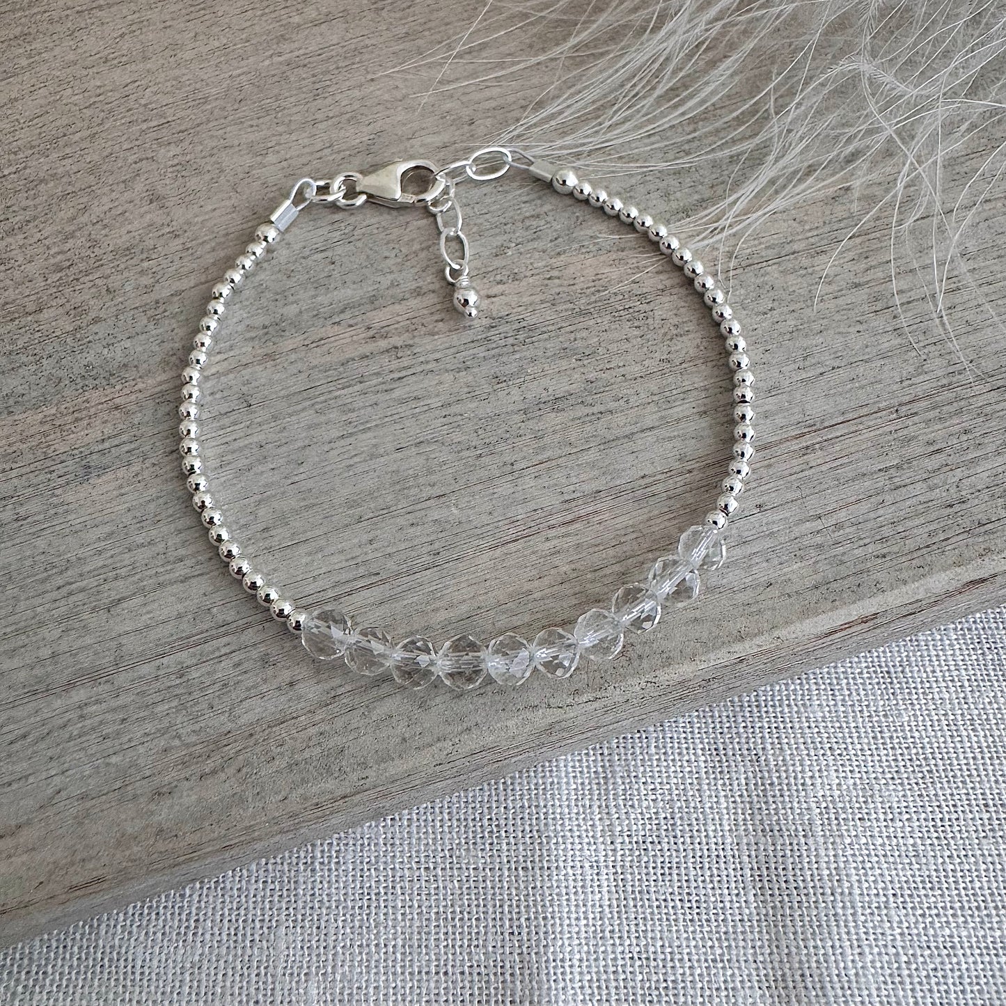 Dainty crystal quartz bracelet, April Birthstone bracelet