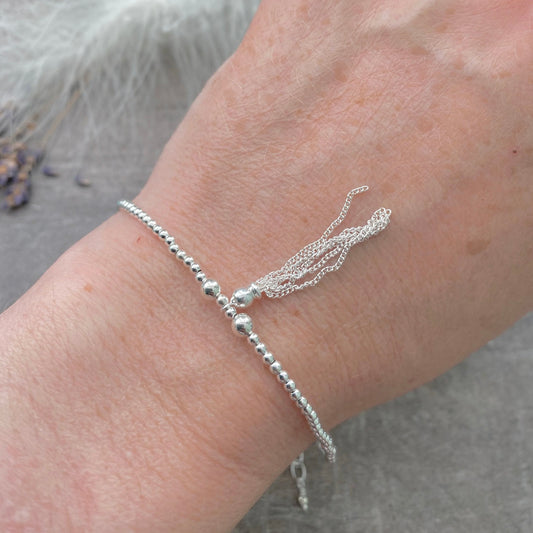 Tassel Bead Bracelet, Silver Tassel Jewellery