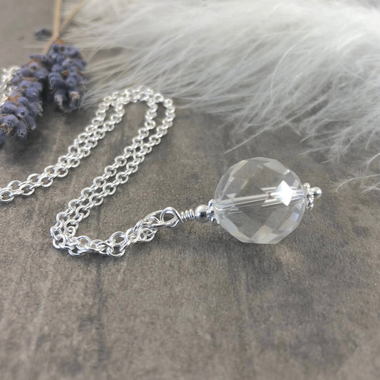 Clear Quartz necklace, april birthstone