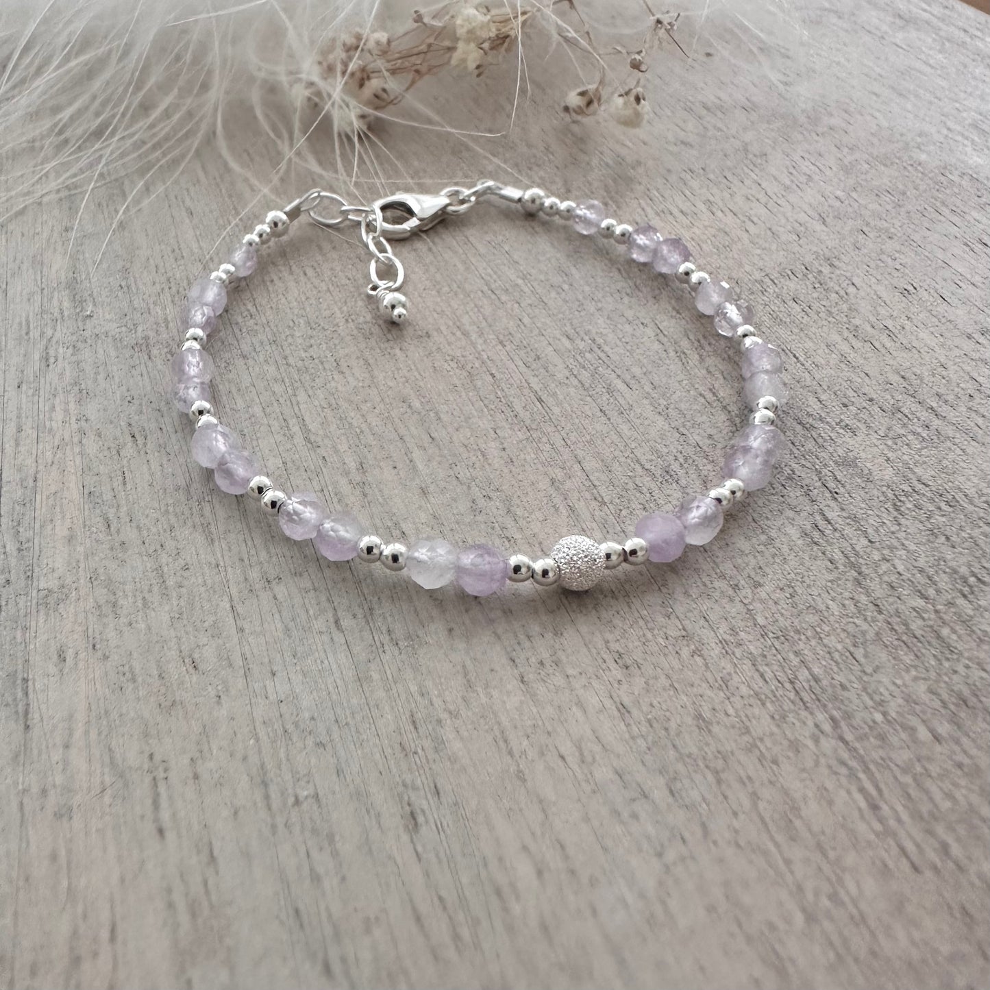 Light Amethyst Bracelet in Sterling Silver, February Birthstone Bracelet