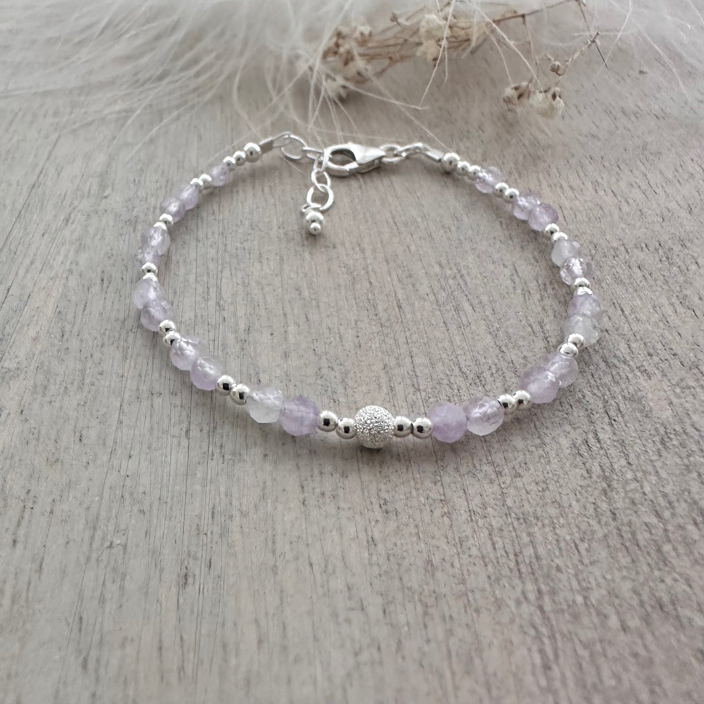 Light Amethyst Bracelet in Sterling Silver, February Birthstone Bracelet