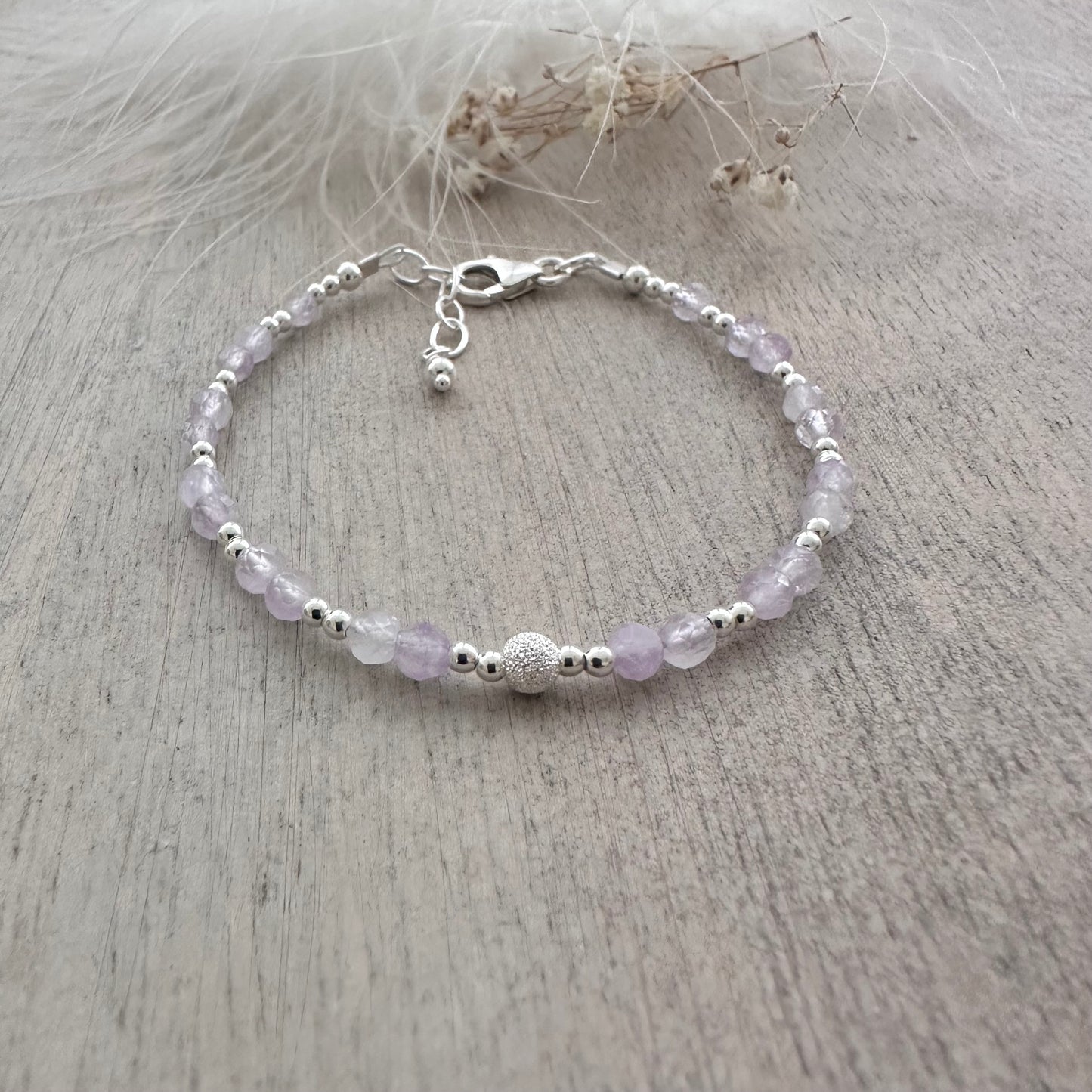 Light Amethyst Bracelet in Sterling Silver, February Birthstone Bracelet