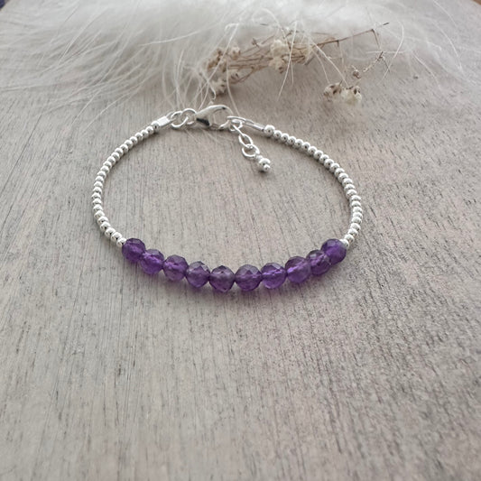 Dainty Amethyst Bracelet, February Birthstone