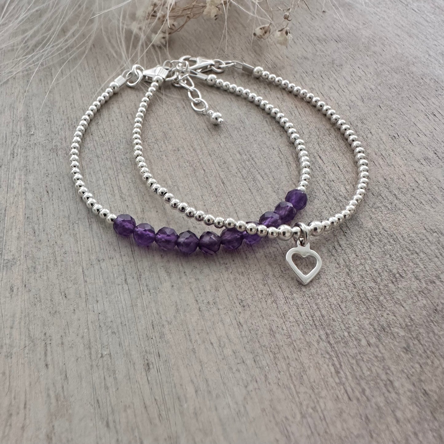 Set of Amethyst Bracelets, February Birthstone