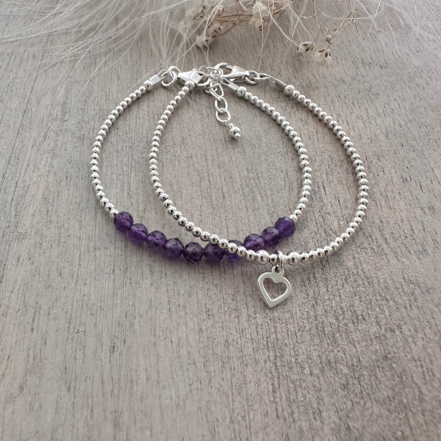 Set of Amethyst Bracelets, February Birthstone