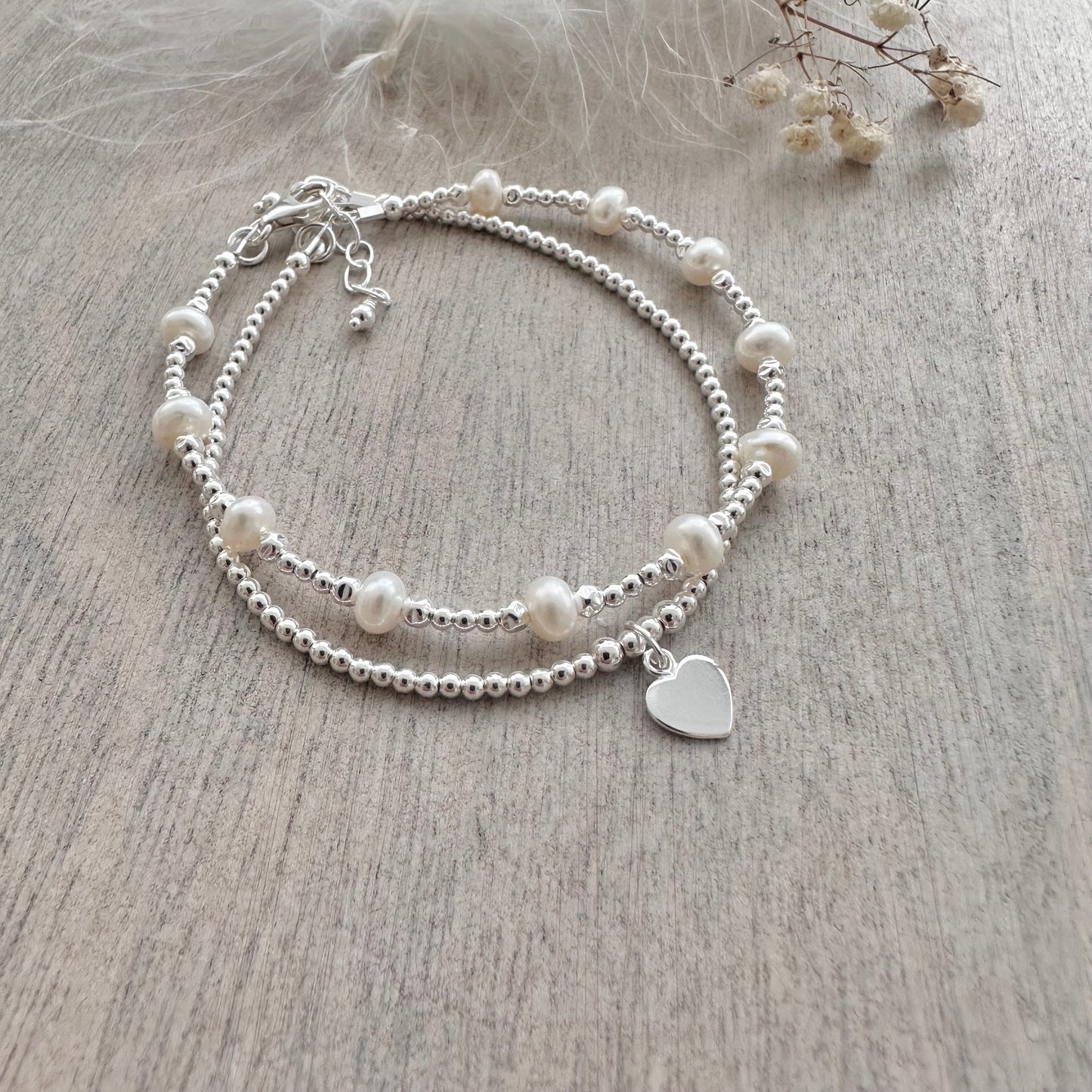 Personalised Pearl Bracelet Set, June Birthstone Jewellery