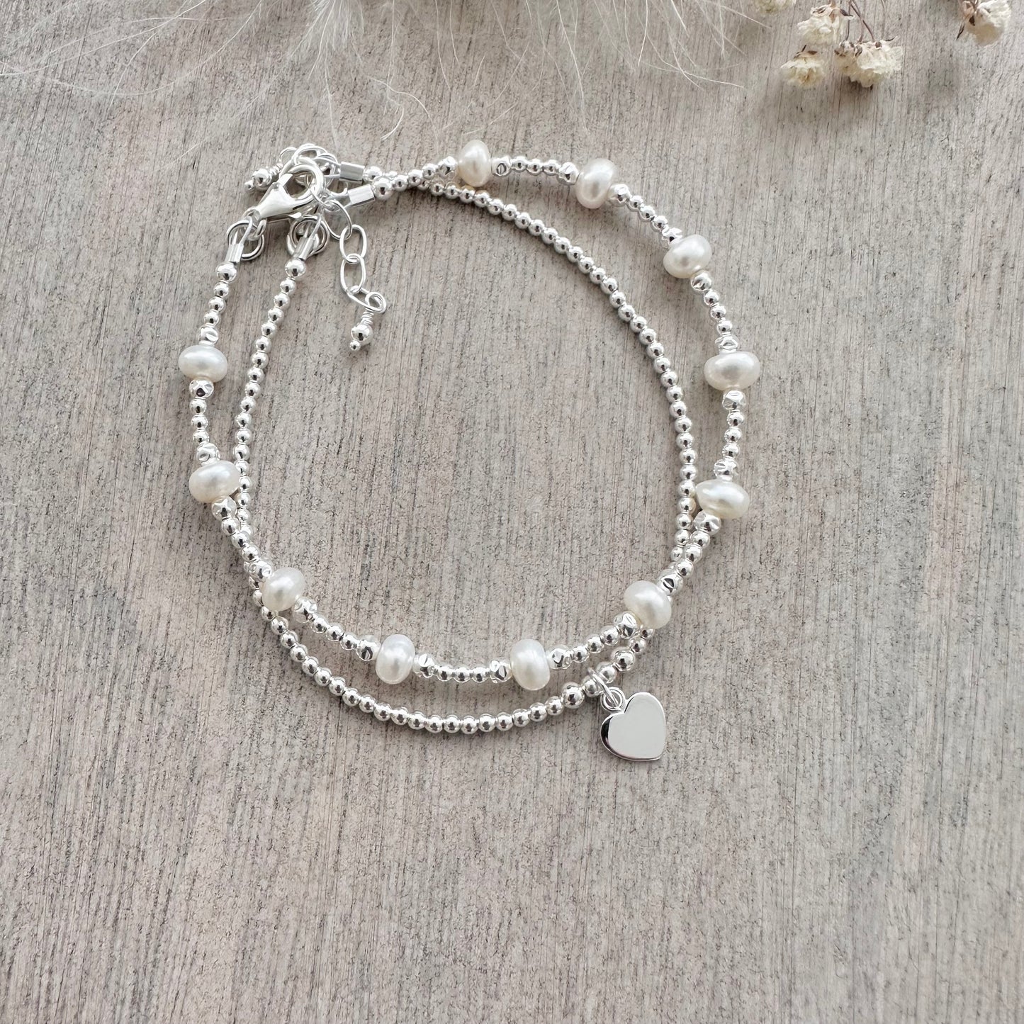 Personalised Pearl Bracelet Set, June Birthstone Jewellery