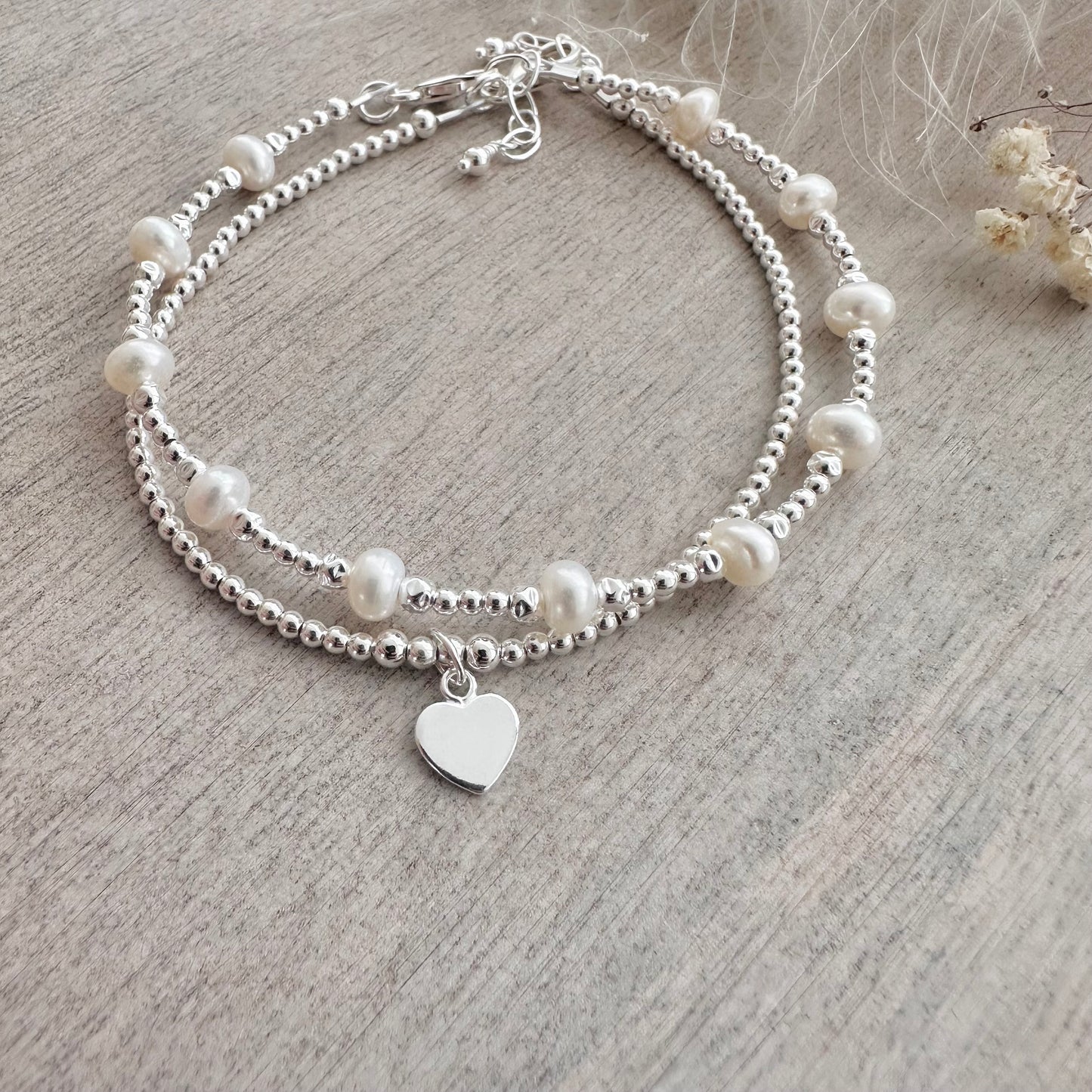 Personalised Pearl Bracelet Set, June Birthstone Jewellery