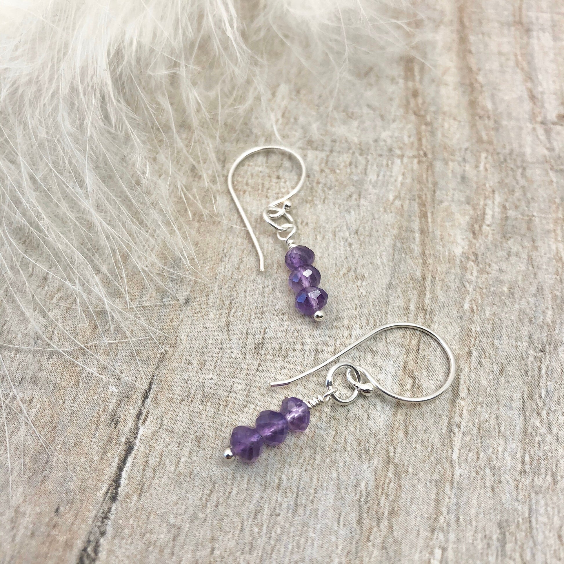 Dainty Amethyst February Birthstone Earrings, Purple Amethyst Jewellery, Sterling Silver Earrings, Earrings for Women, Jewellery for Women