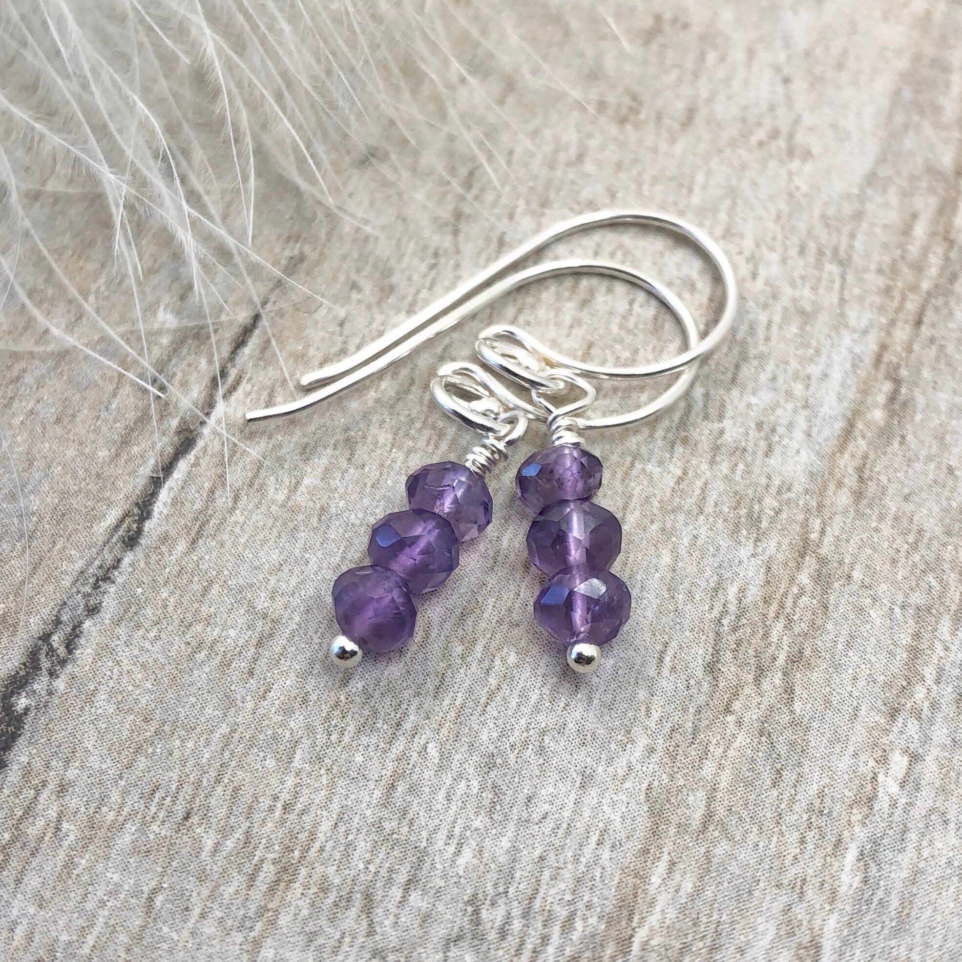 Natural Amethyst Earrings-Handmade Silver Earrings-925 Sterling Silver-Designer Amethyst Earrings-February store Birthstone-Dangle Drop Earrings