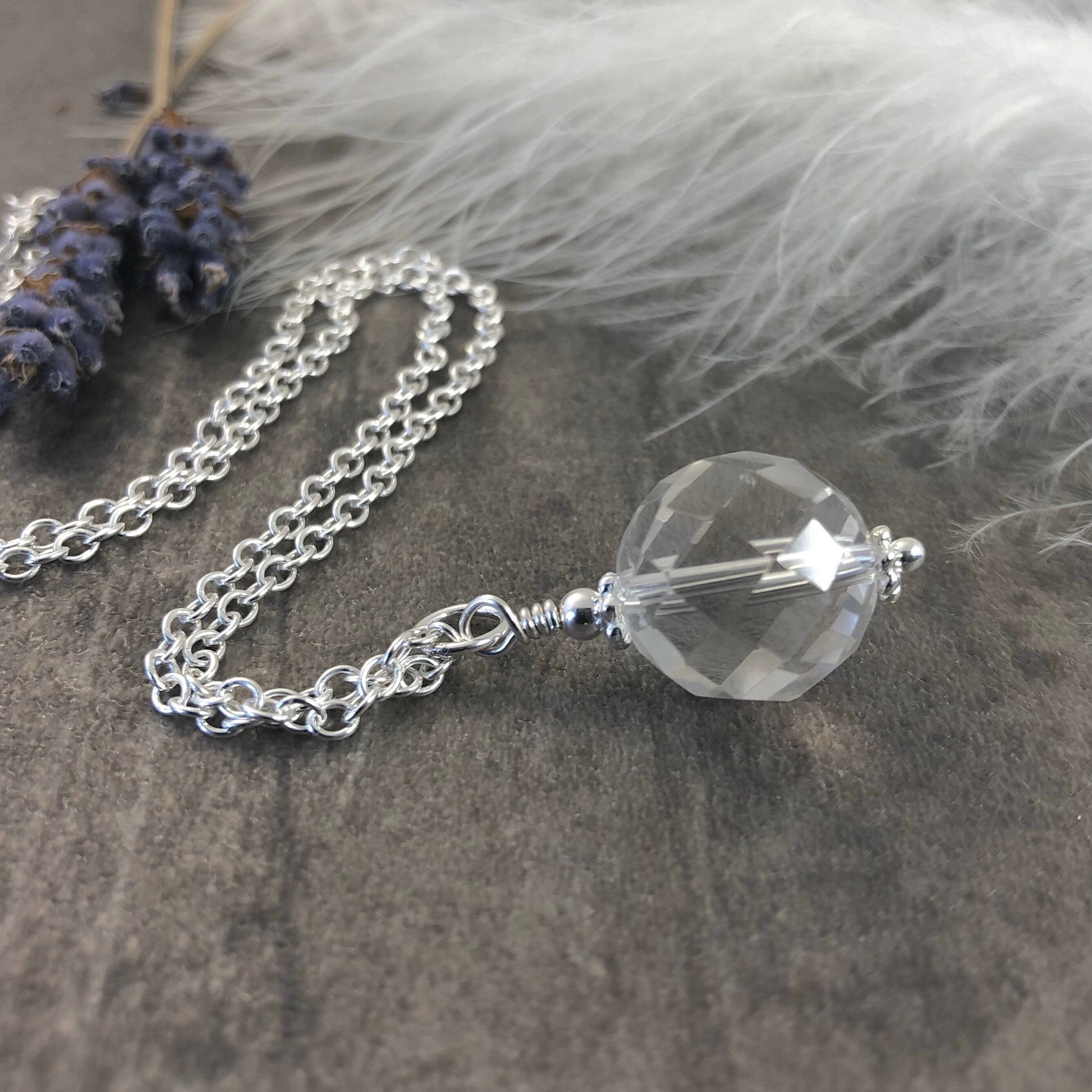 Clear Quartz necklace, april birthstone