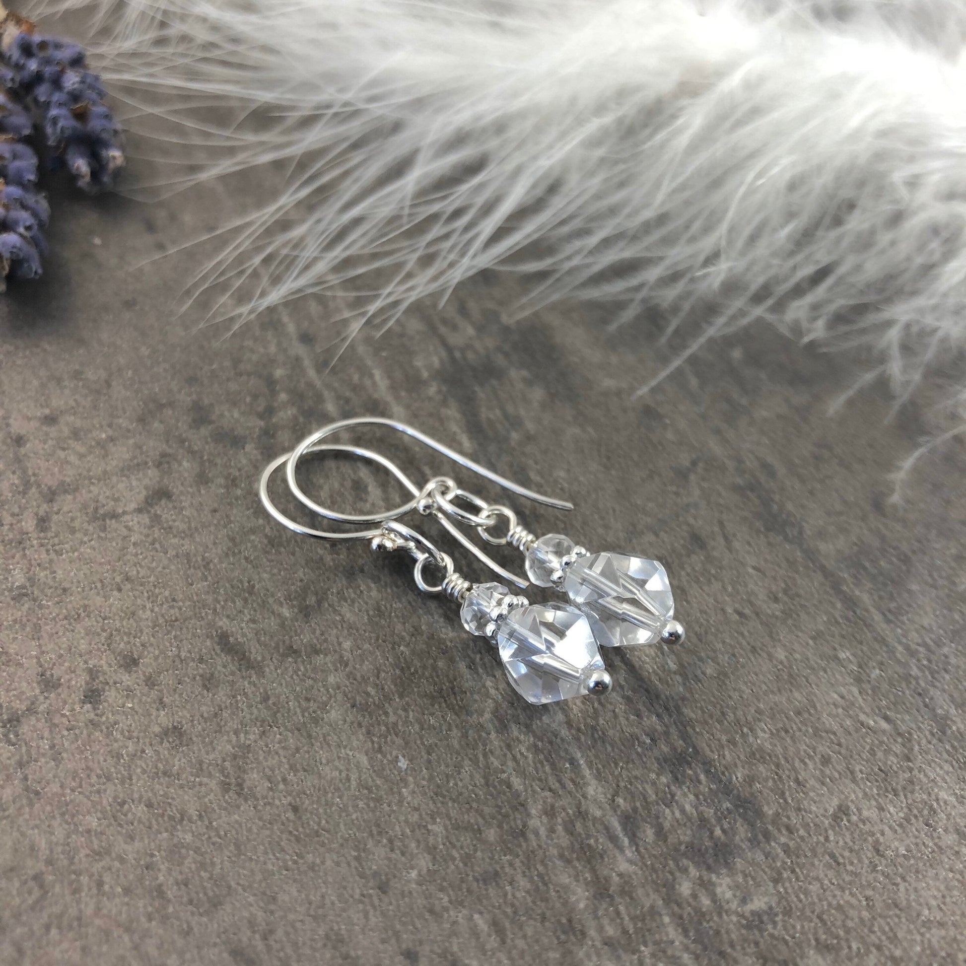 April Birthstone Quartz Earrings, Rock Quartz Jewellery