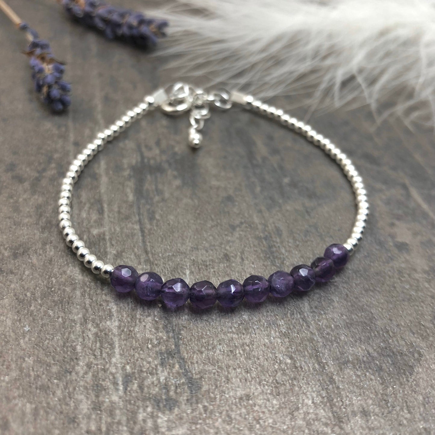 Dainty Amethyst Bracelet, February Birthstone nft