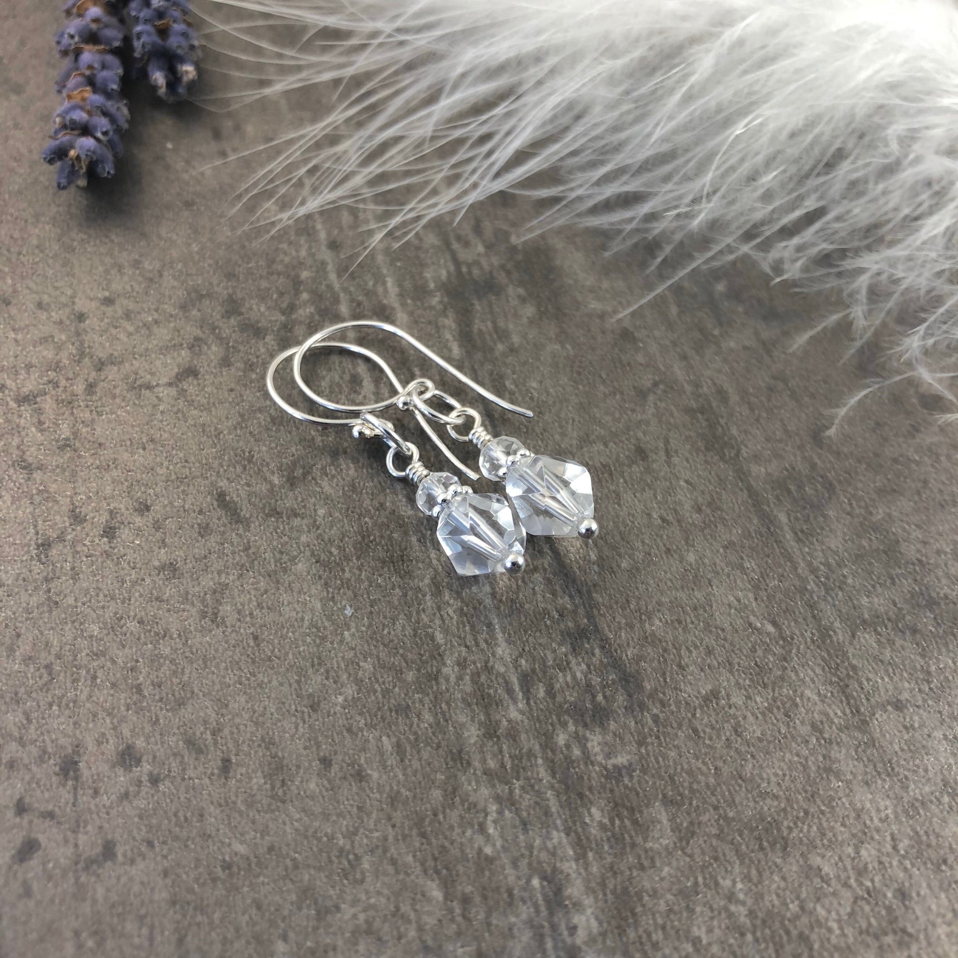 April Birthstone Quartz Earrings, Rock Quartz Jewellery