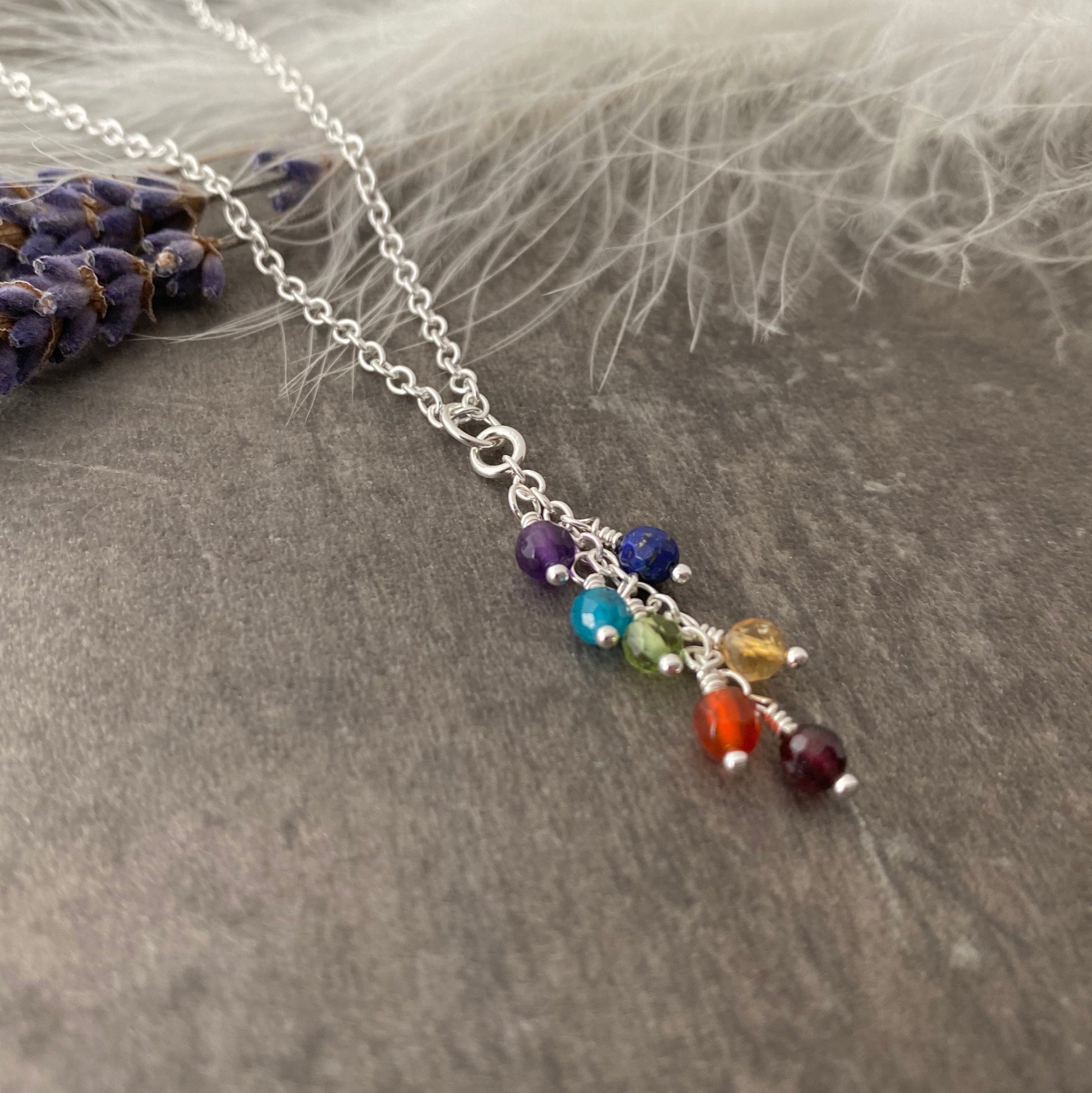 Rainbow Pendant Necklace, Gemstone Jewellery