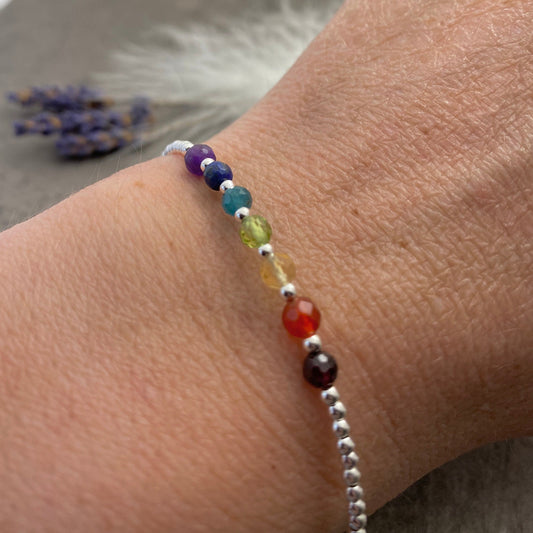 Dainty Rainbow Bracelet, gemstone jewellery with Crystals nft