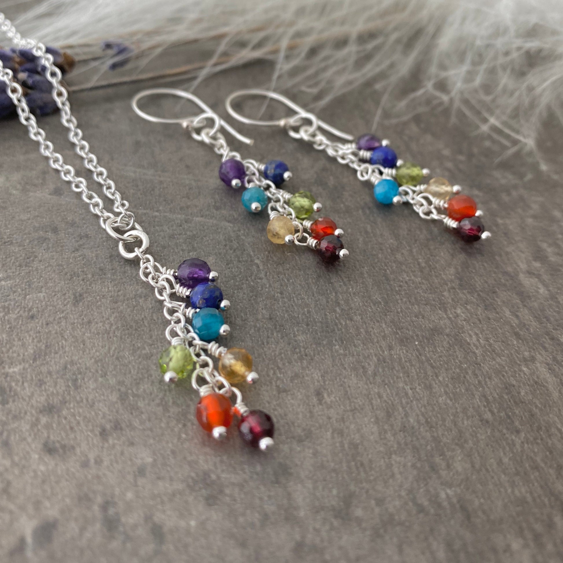 Rainbow Pendant Necklace, Gemstone Jewellery