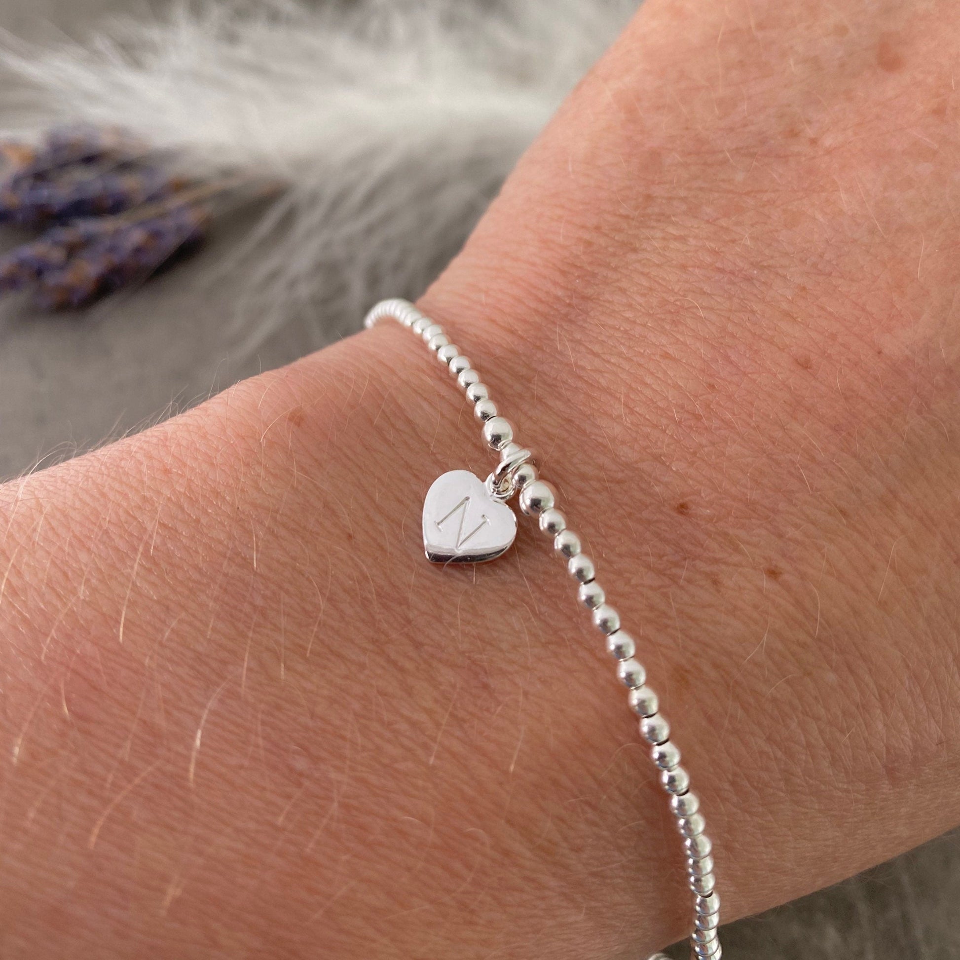 Sterling Silver Initial Bracelet, Dainty personalised Bracelet, Monogram Jewellery for Women