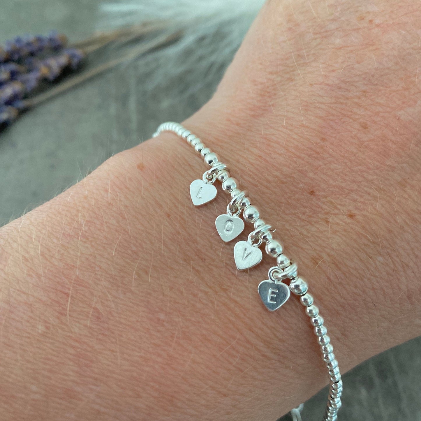 Sterling silver LOVE Bracelet, Gift for wife