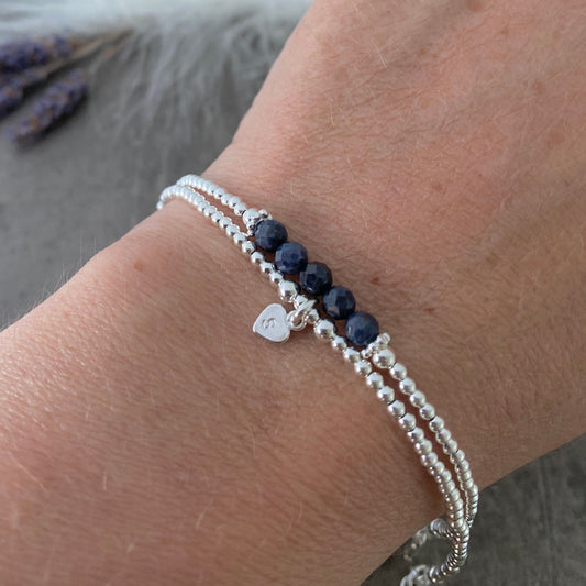 Personalised Sapphire Bracelet Set, September Birthstone Jewellery