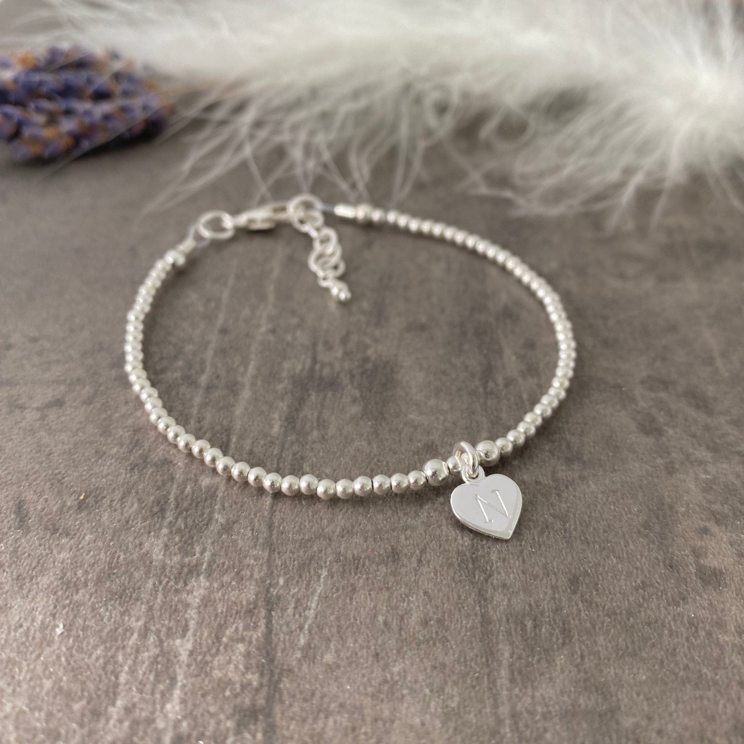 Sterling Silver Initial Bracelet, Dainty personalised Bracelet, Monogram Jewellery for Women