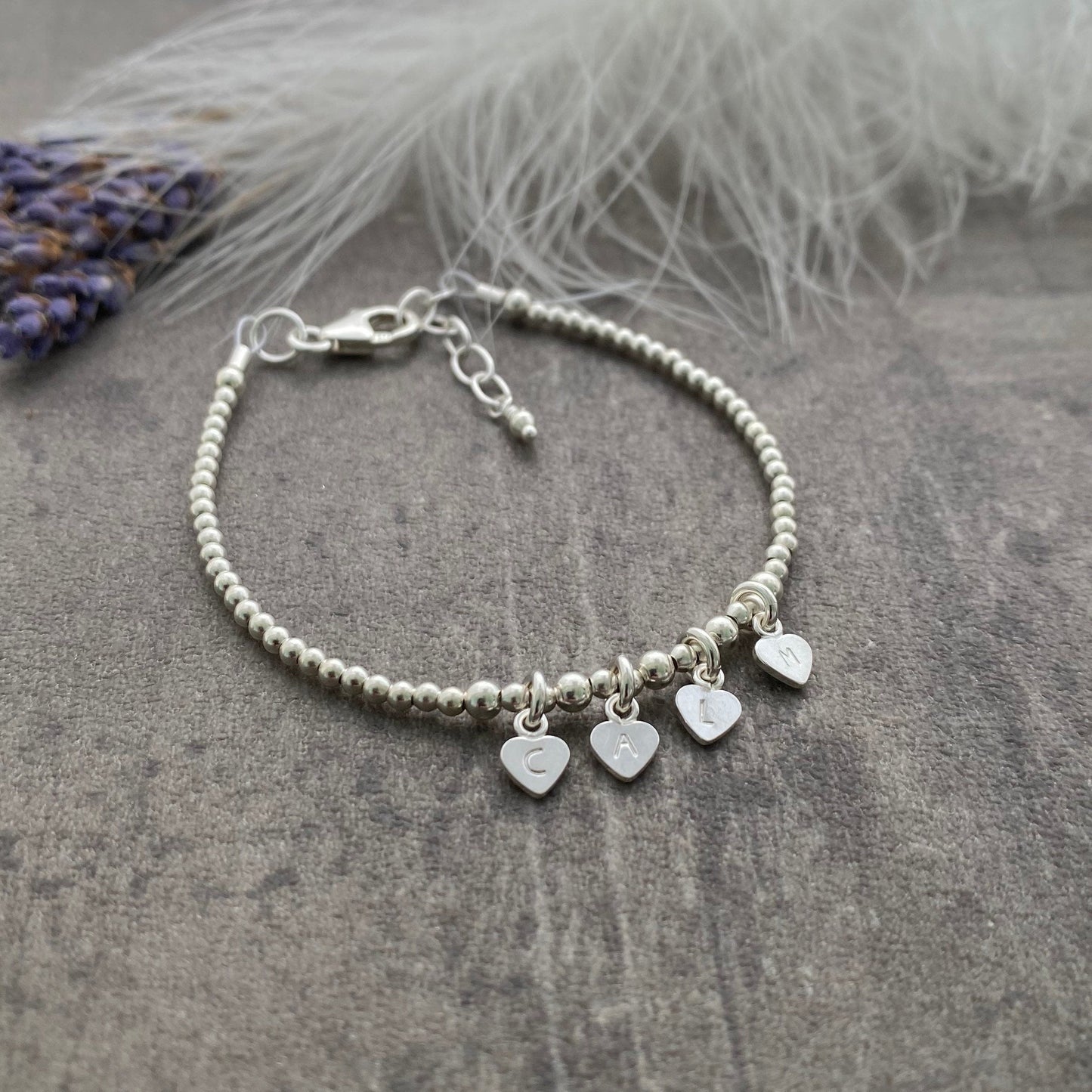 Dainty CALM Charm Bracelet, 925 silver , Positive Vibes Sterling Silver Word Jewellery