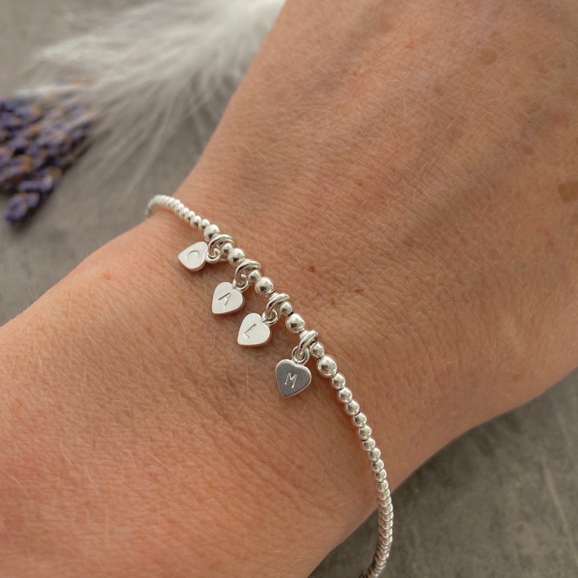 Dainty CALM Charm Bracelet, 925 silver , Positive Vibes Sterling Silver Word Jewellery