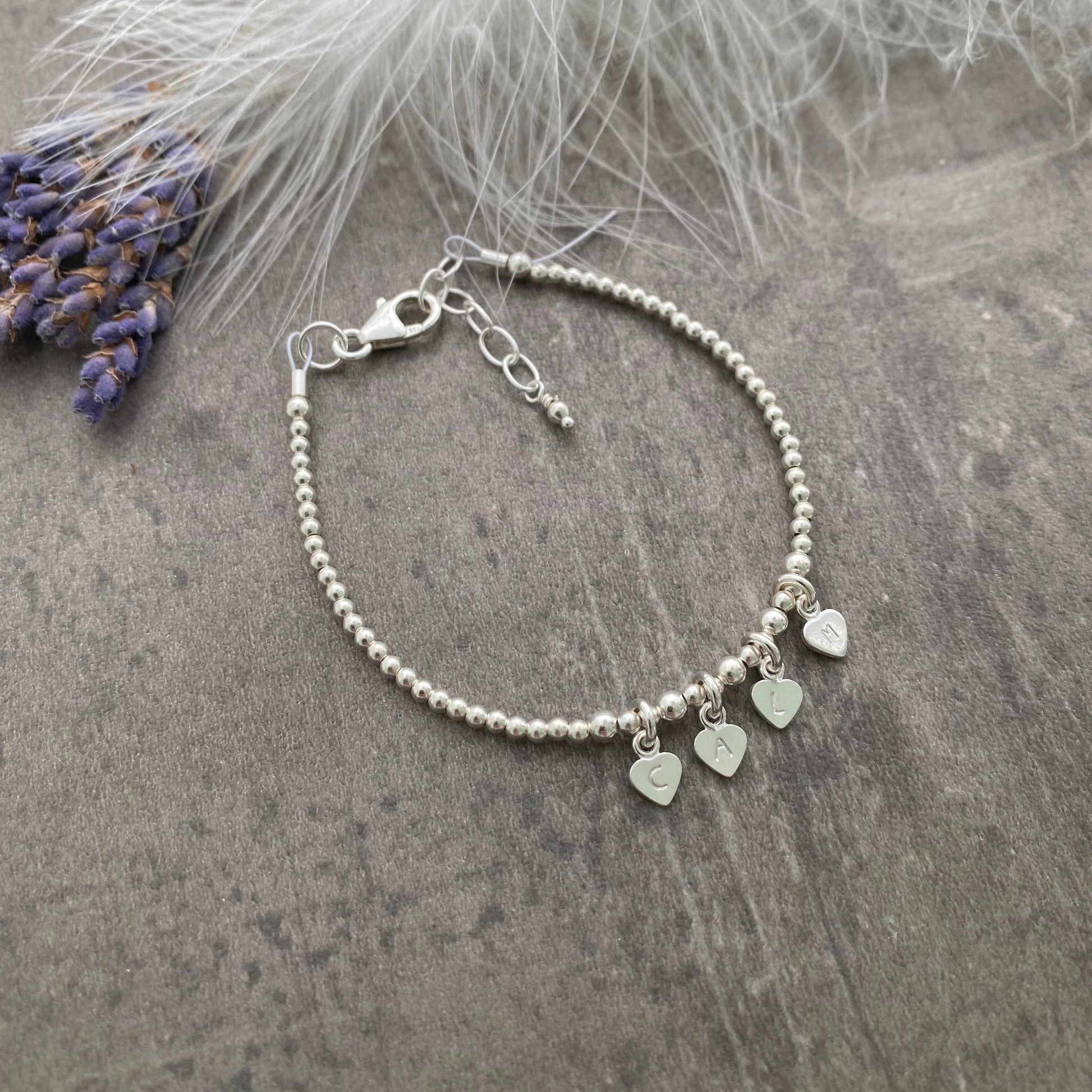 Dainty CALM Charm Bracelet, 925 silver , Positive Vibes Sterling Silver Word Jewellery