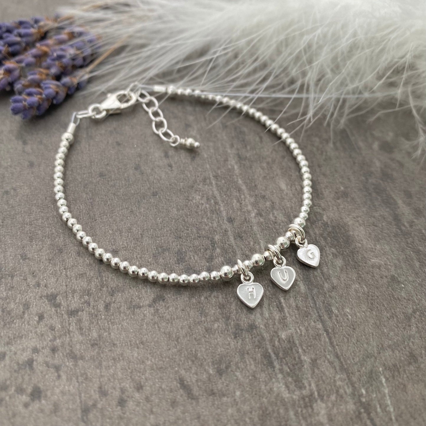 Dainty Hug Charm Bracelet, 925 silver, Positive Vibes Sterling Silver Word Jewellery, Lockdown Gifts