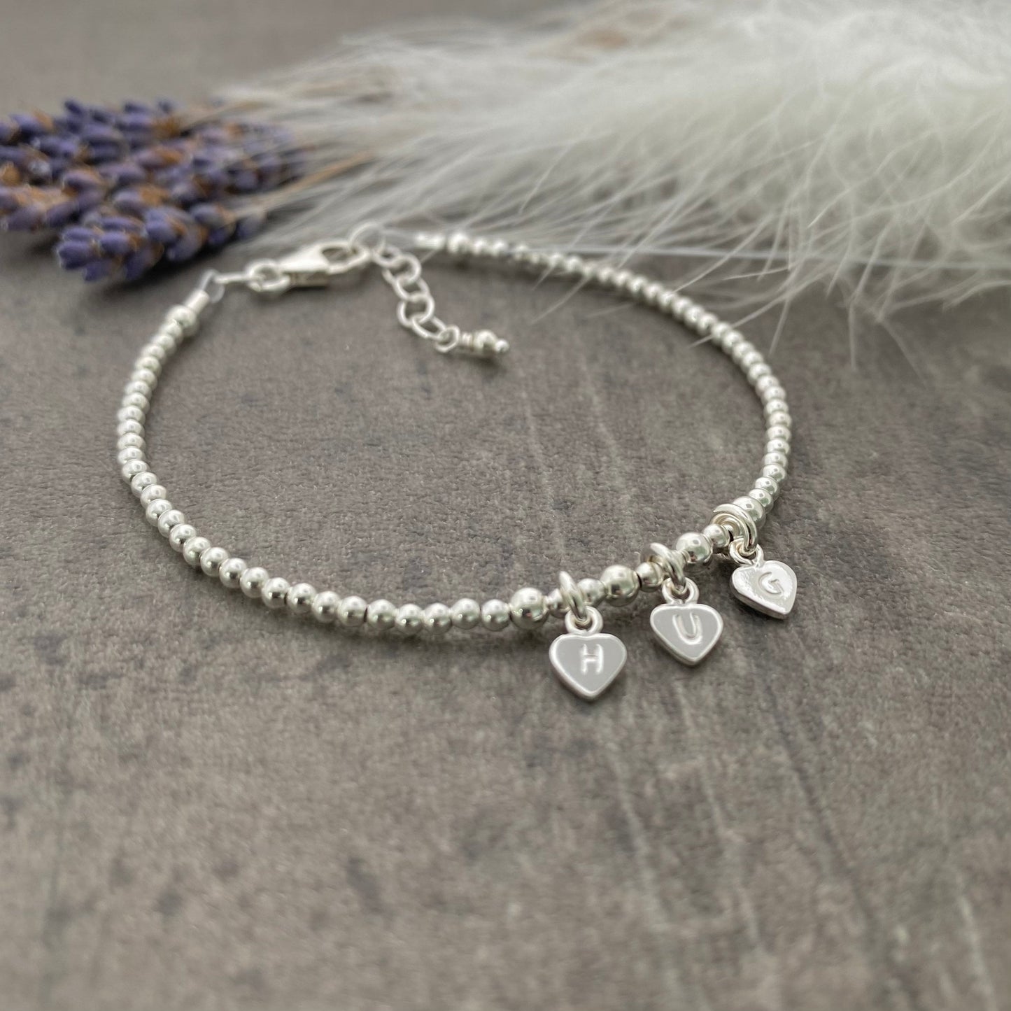 Dainty Hug Charm Bracelet, 925 silver, Positive Vibes Sterling Silver Word Jewellery, Lockdown Gifts