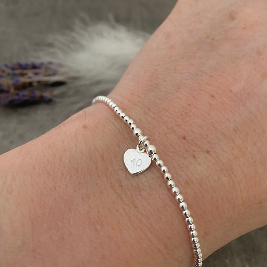 40th Birthday Personalised Bracelet in Sterling Silver