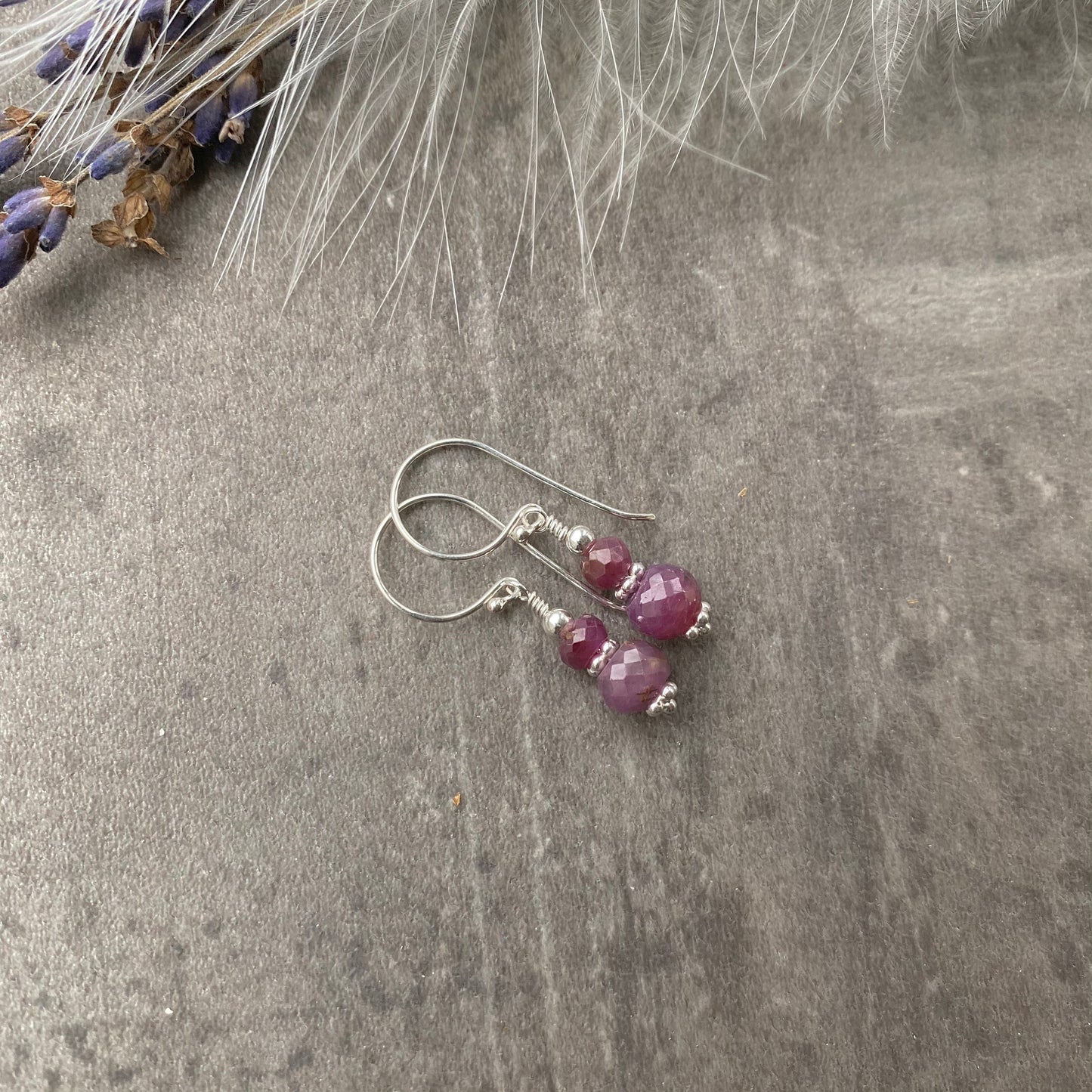 July Birthstone Ruby Earrings, Ruby Jewellery