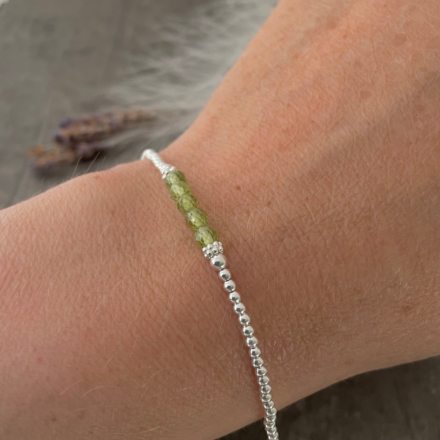 Dainty Peridot Bracelet, August Birthstone