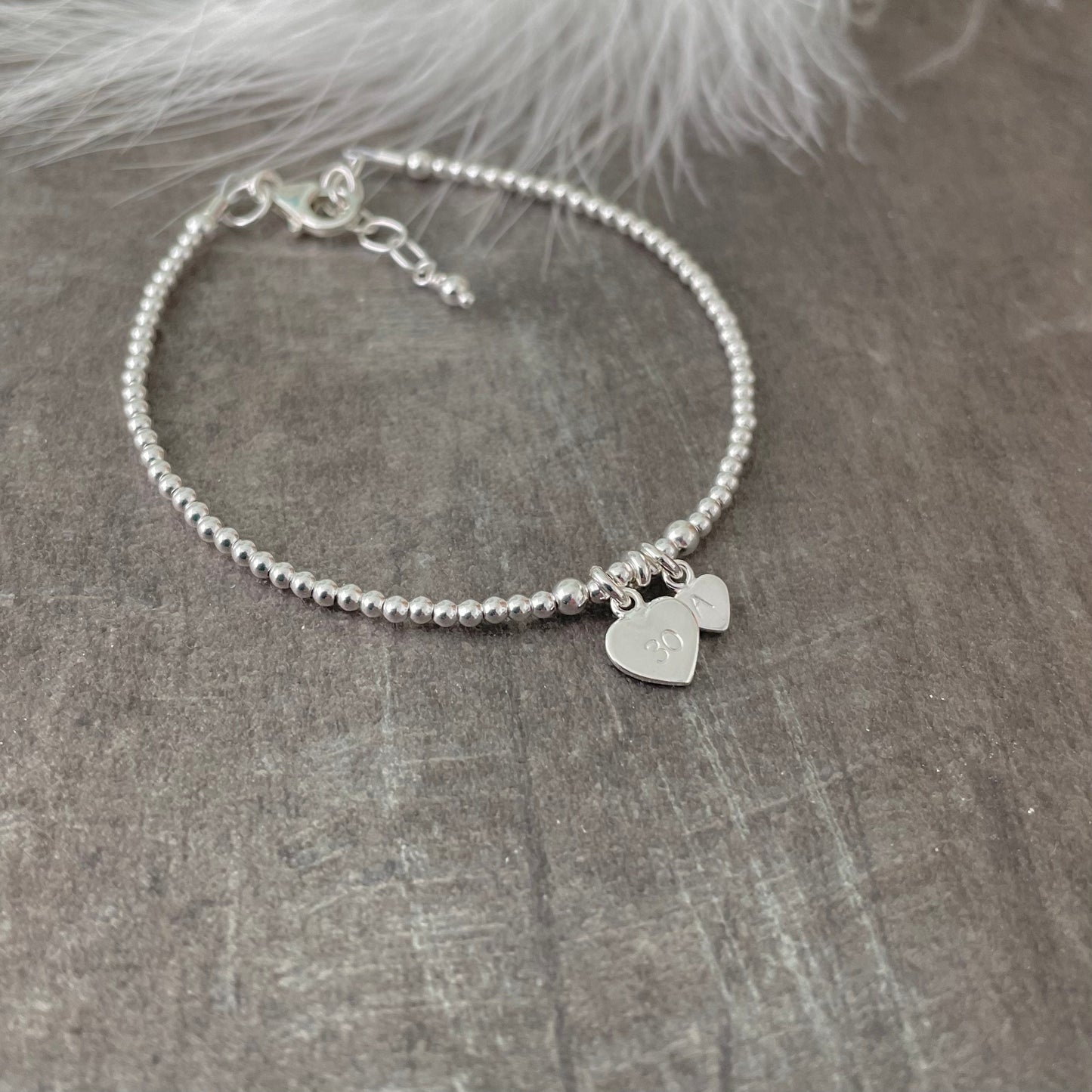 30th Birthday Jewellery, Initial Bracelet Personalised in Sterling Silver