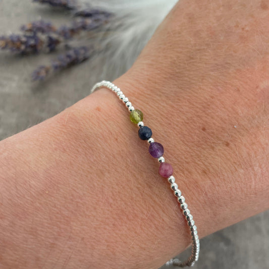 Birthstone Bracelet, Dainty Mum Bracelet Family Birthstones