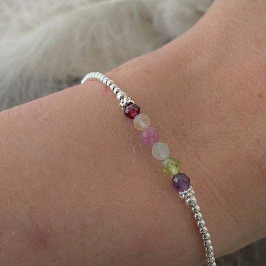 Mothers Birthstone Bracelet, Family Birthstone Jewellery for Mothers Day in Sterling Silver