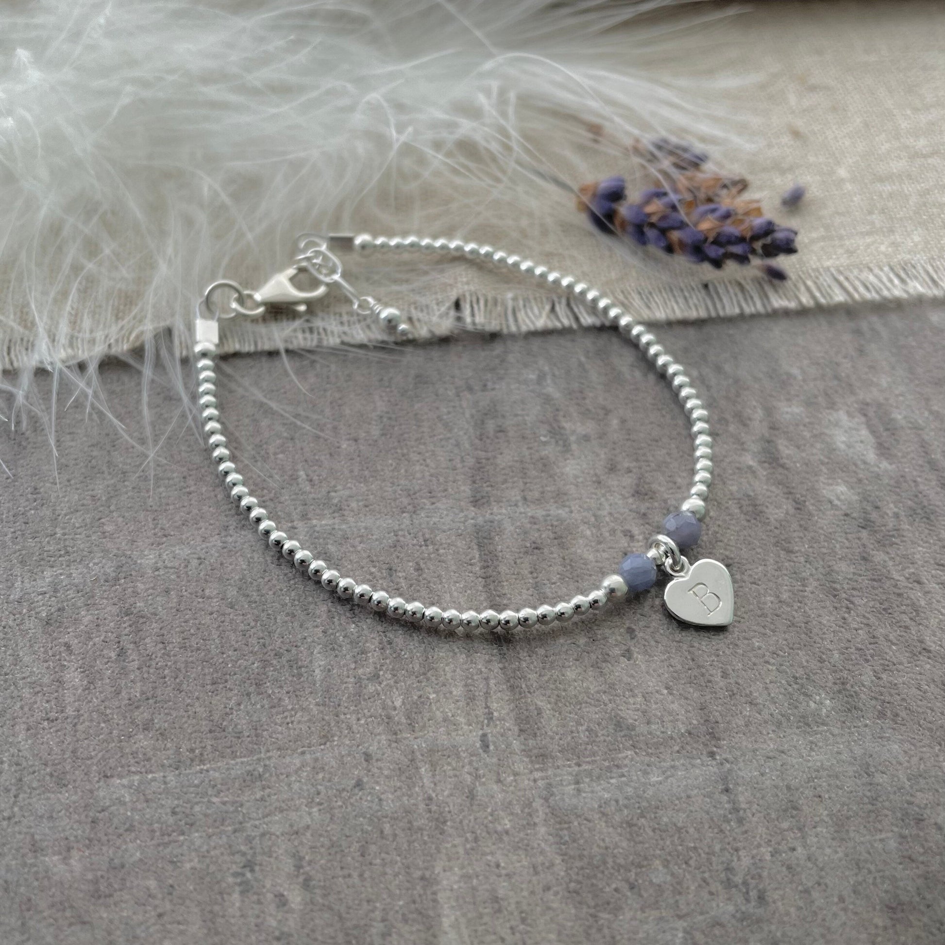 Delicate Personalised Birthstone Bracelet in Sterling Silver , birthday jewellery