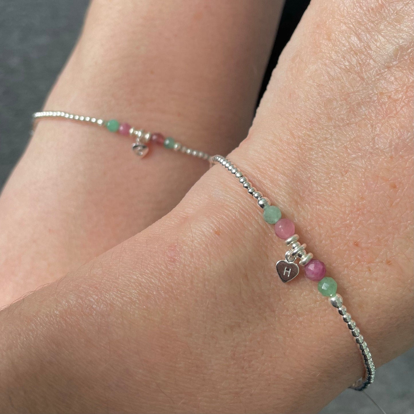 Mum and Daughter Birthstone Bracelets, set Matching Family Birthstones Personalised for Mothers Day