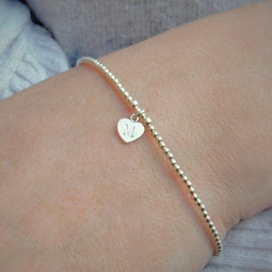 Sterling Silver Initial Bracelet, Dainty personalised Bracelet, Monogram Jewellery for Women