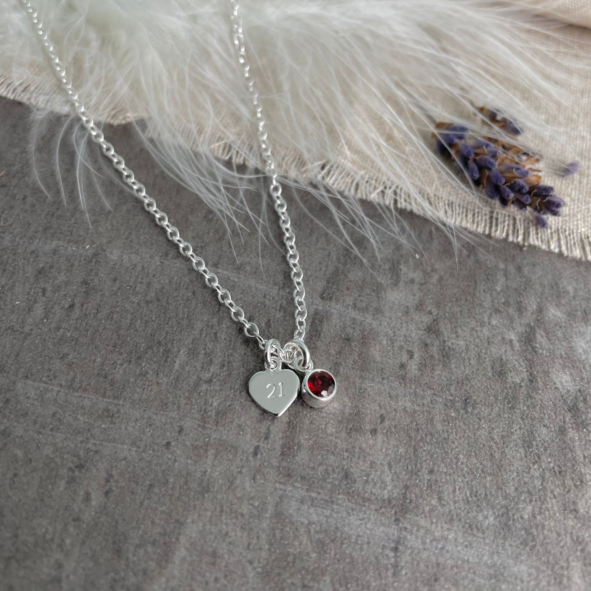 Birthday Birthstone Necklace, 16th 18th 21st 30th 40th 50th