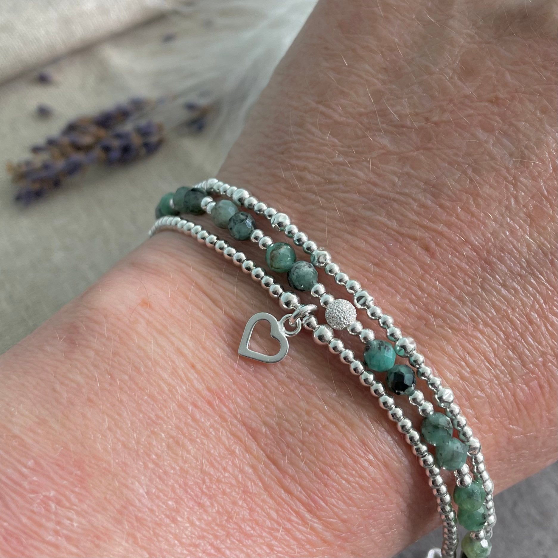 Emerald Bracelet, 925 Silver Bracelet, high quality Emerald Rondell Bracelet, Silver Bracelet, Faceted Emerald Bracelet, Women's Bracelet, Gift for Her