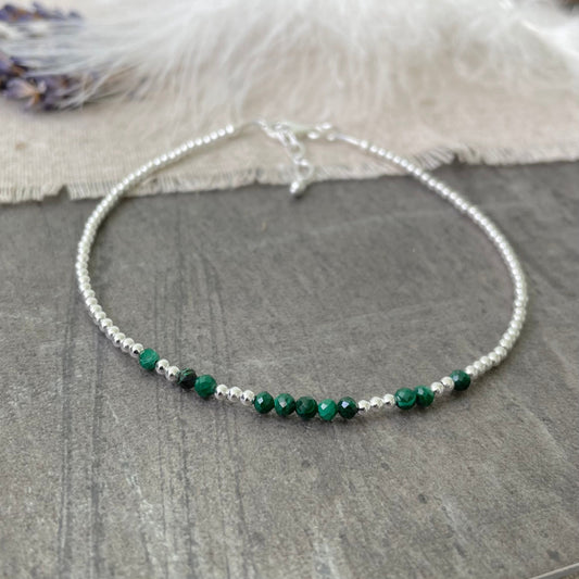 Dainty Green Malachite Anklet, Ankle Bracelet