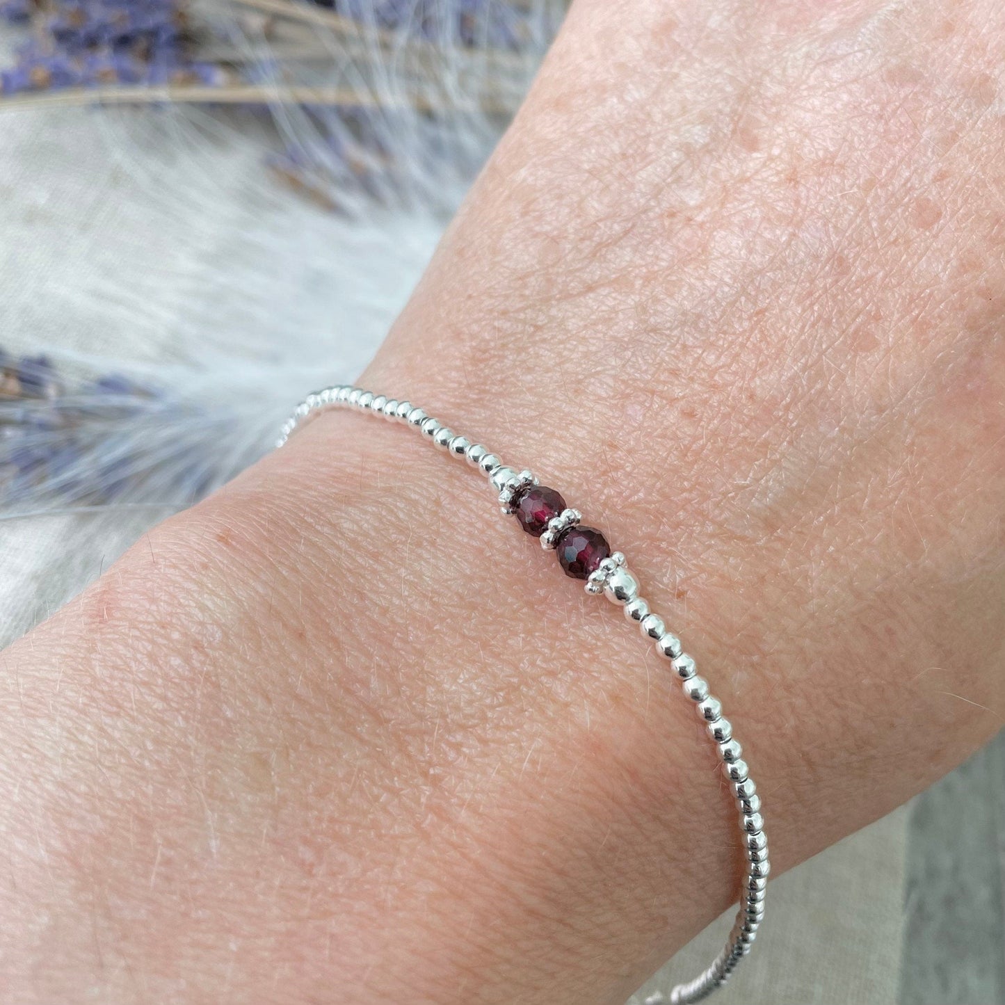 Anniversary Gift For Her, Gemstone per Year, Birthstone Bracelet in Sterling Silver