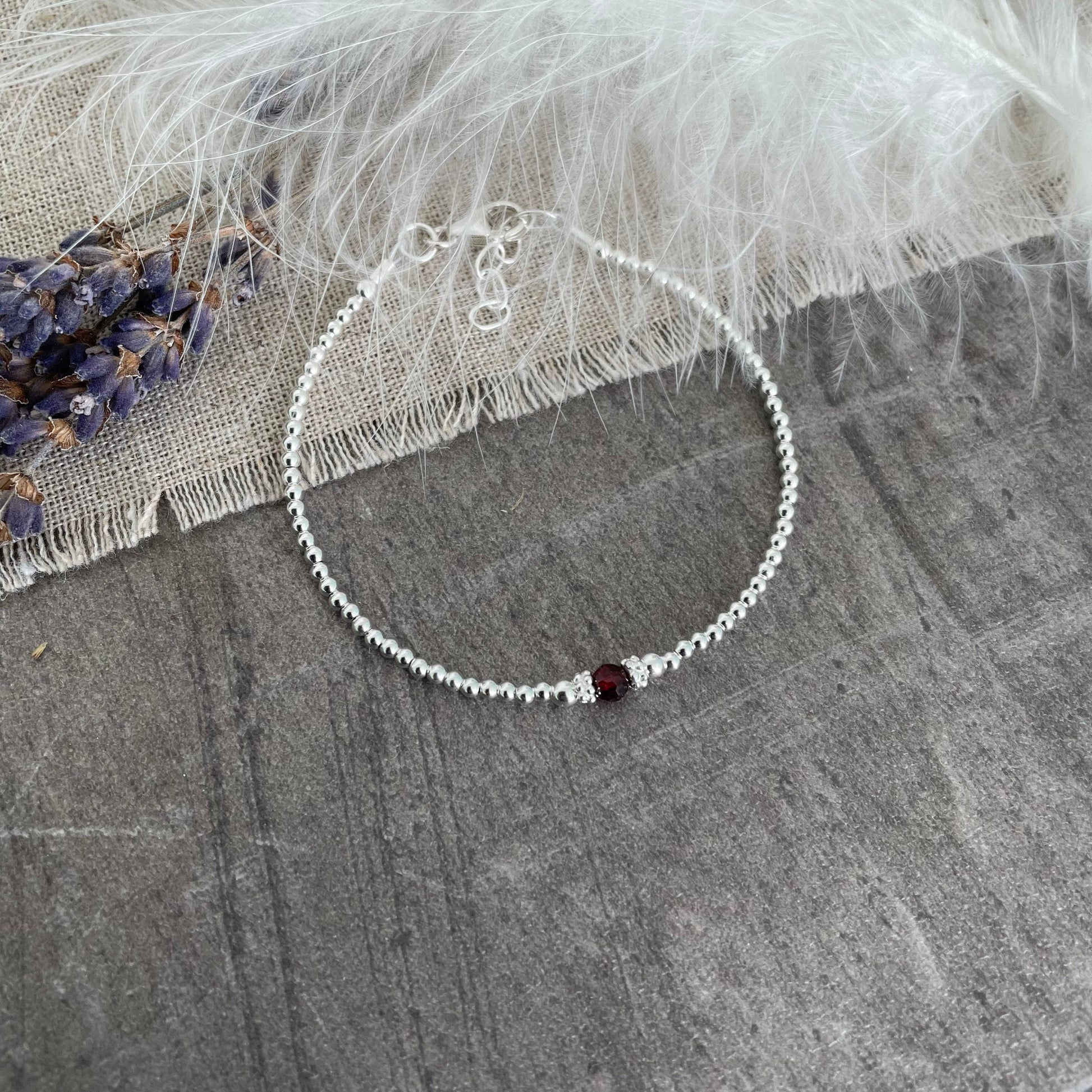 Anniversary Gift For Her, Gemstone per Year, Birthstone Bracelet in Sterling Silver