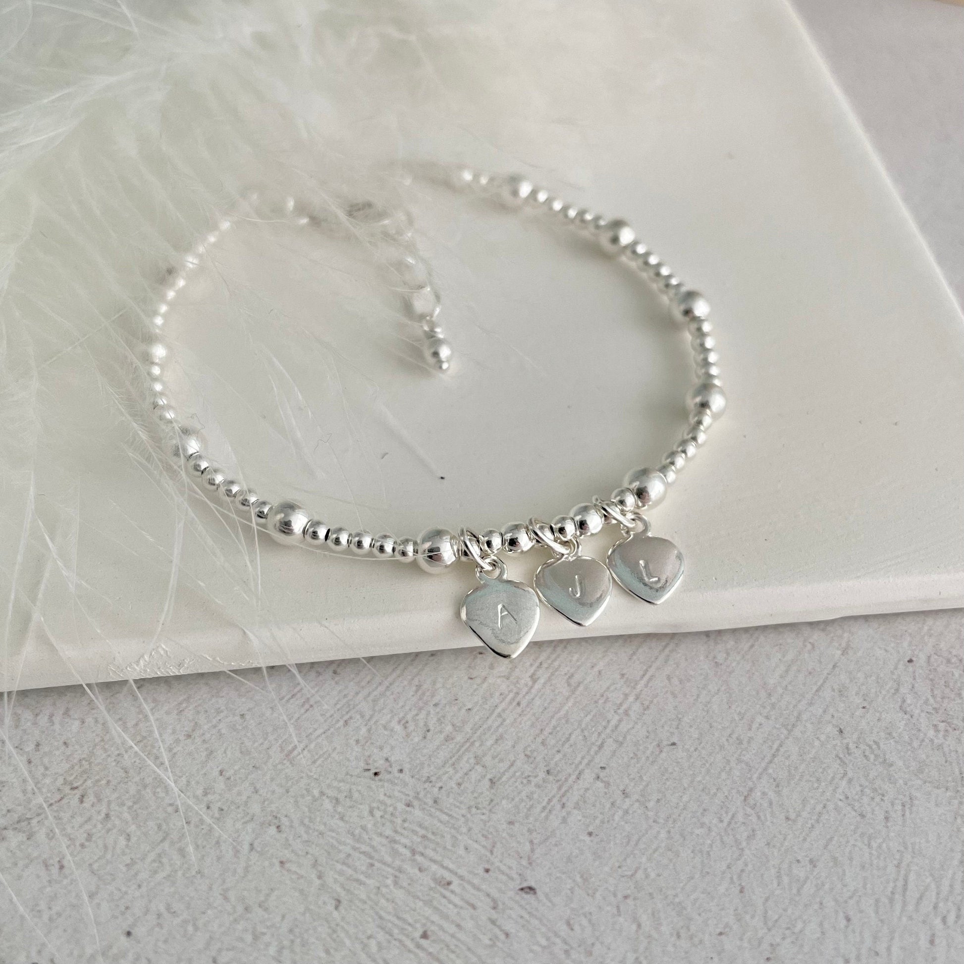 Personalised Family Initials Bracelet in Sterling Silver, Dainty Monogram Jewellery