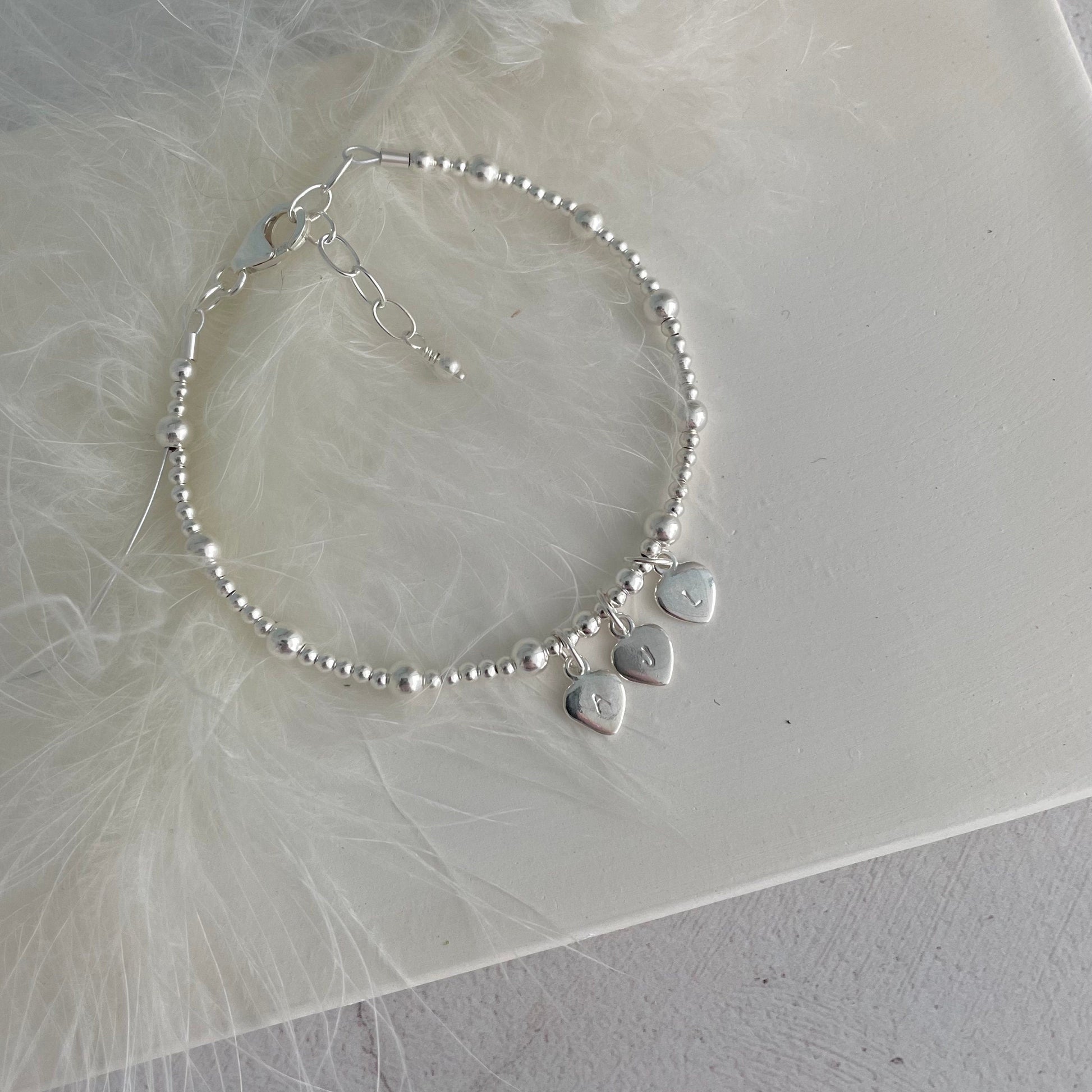 Personalised Family Initials Bracelet in Sterling Silver, Dainty Monogram Jewellery